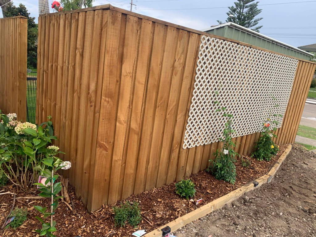 Freshly installed garden with mulch